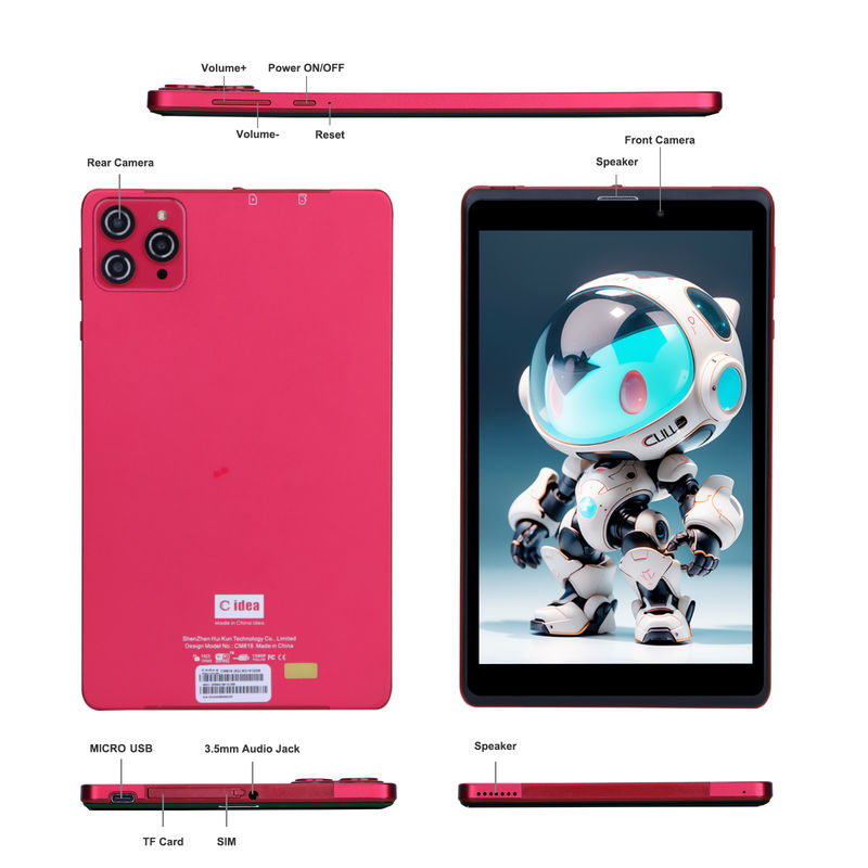 C Idee 8 Zoll Android 12 Tablet 8 GB RAM 512 GB ROM 8000mAh Batterie 5+8MP Kamera für Jugendliche mit SIM-Unterstützung CM818-rot