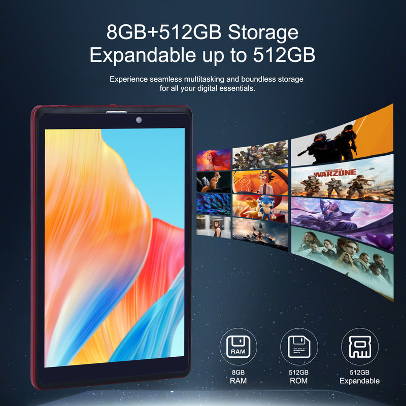 C Idee 8 Zoll Android 12 Tablet 8 GB RAM 512 GB ROM 8000mAh Batterie 5+8MP Kamera für Jugendliche mit SIM-Unterstützung CM818-rot