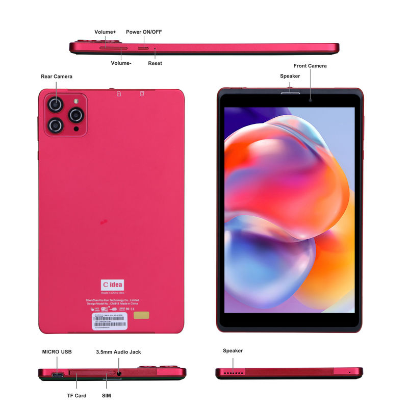 C Idee 8 Zoll Android 12 Tablet 8 GB RAM 512 GB ROM 8000mAh Batterie 5+8MP Kamera für Studenten mit SIM-Unterstützung CM818-rot
