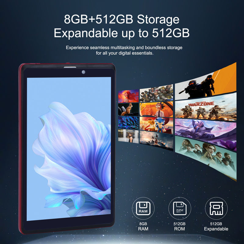 C Idee 8 Zoll Android 12 Tablet 8 GB RAM 512 GB ROM 8000mAh Batterie 5+8MP Kamera für Studenten mit SIM-Unterstützung CM818-rot
