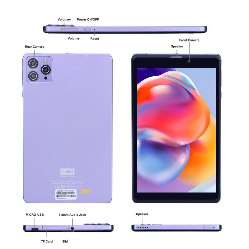 C Idea Portable 8 In Android Tablet PC 8 GB RAM 512 GB Android 12 Tablet IPS HD Anzeige Vierkern CM818-Purple