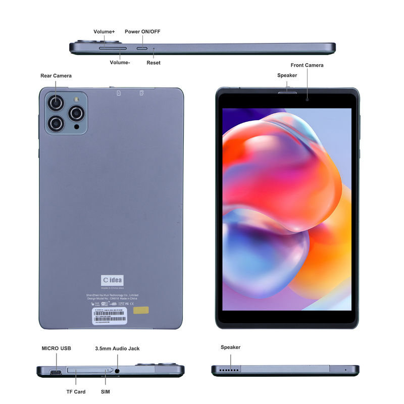 C Idee Android Tablet PC Dual Kamera 8 Zoll 1280x800 IPS HD Display Android 12 Tablets für Studenten CM818-Grau