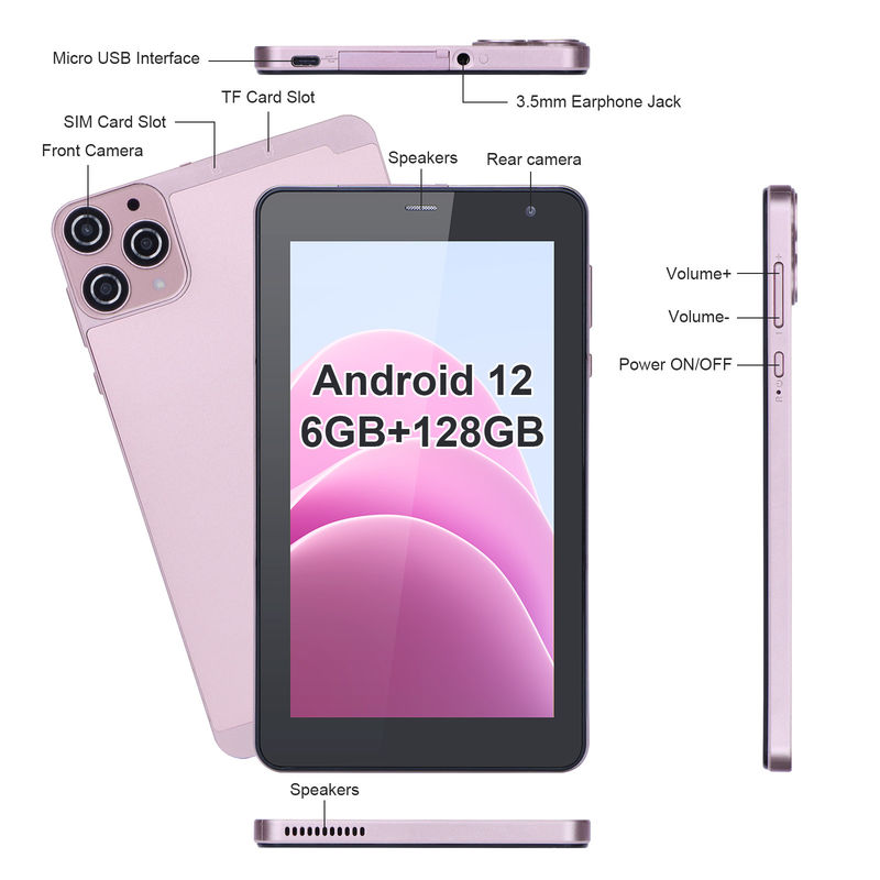 C-Idee 7 Zoll Android Smart Tablets 6+128GB Quad-Core WiFi Tablet HD Touchscreen für Jugendliche CM515 ((Pink)