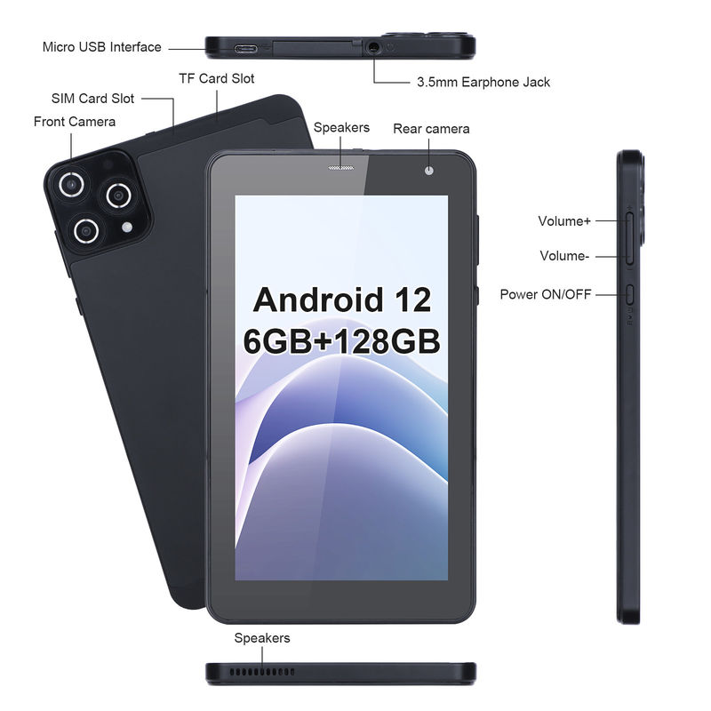 C Idea Android Tablets 6+128GB Quad Core 7 Zoll Tablet PC für Studenten CM515 ((Schwarz)
