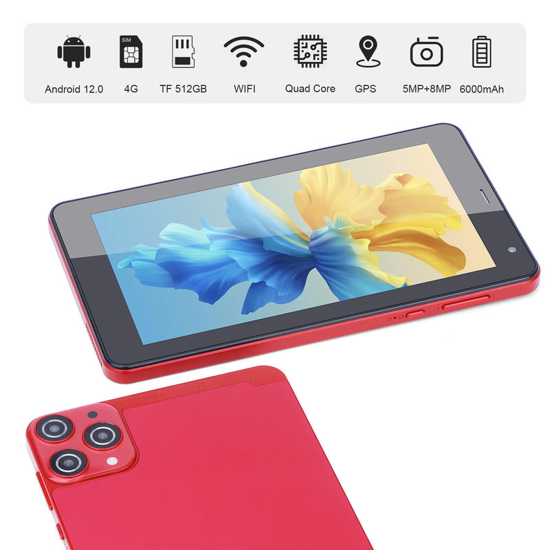 C Idea WiFi 5G Tablet 7 Zoll Tablet 6+128GB Quad-Core Touchscreen für Bildung CM515 ((Rot)