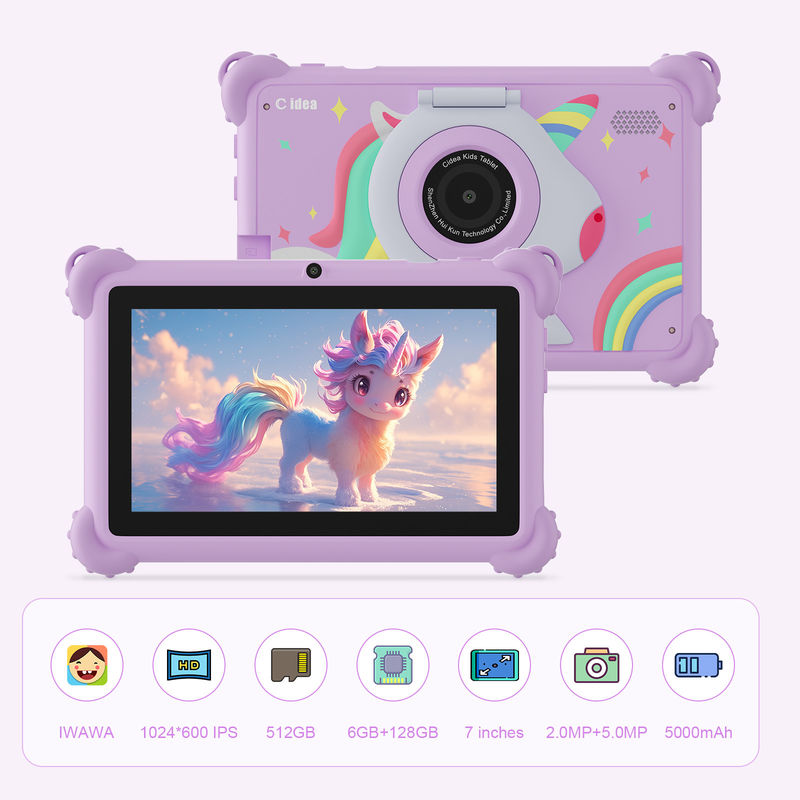 C-Idee 7 Zoll Kinder Tablet Alter 3-7 Dual-Kamera IPS Bildschirm pädagogischer Kinder-Tablet mit Elternkontrolle CM88