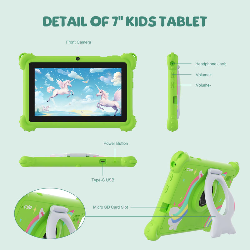 C-Idea Kids Tablet 2024 Bildungs-Spaß mit HD-Display und Schutzhülle Tablet CM88