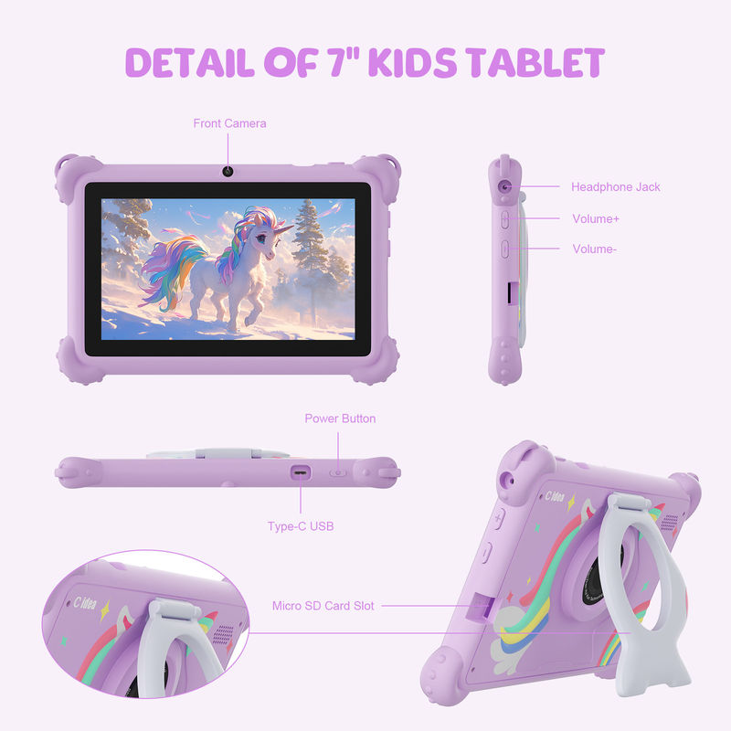 C Idee 2024 Kinder Tablet Ideal Geschenk mit Android 12 Bildungs-Apps und langlebige Fall Tablet Kidspad CM88