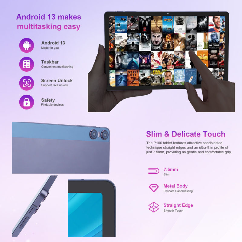 C-Idee Android 13 Dual Camera 5MP+13MP mit 1200*2000 2K Bildschirm 11 Zoll Tablet PC P100