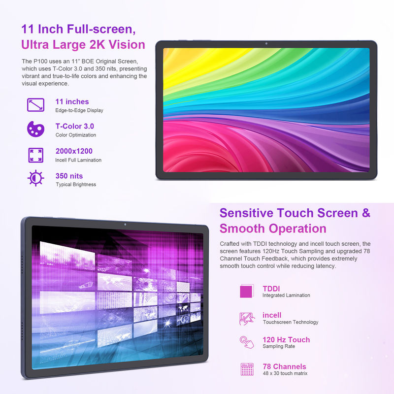 C-Idee Android 13 Dual Camera 5MP+13MP mit 1200*2000 2K Bildschirm 11 Zoll Tablet PC P100