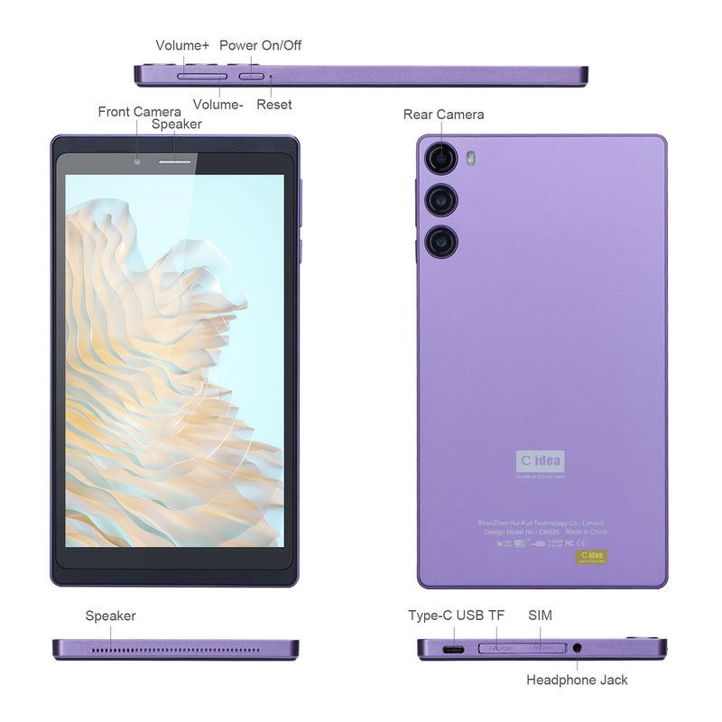 C Idea Portable 7 Zoll Smart Tablet PC mit Sim 6 GB 128 GB Bildung für die Schule CM525 ((Purple)
