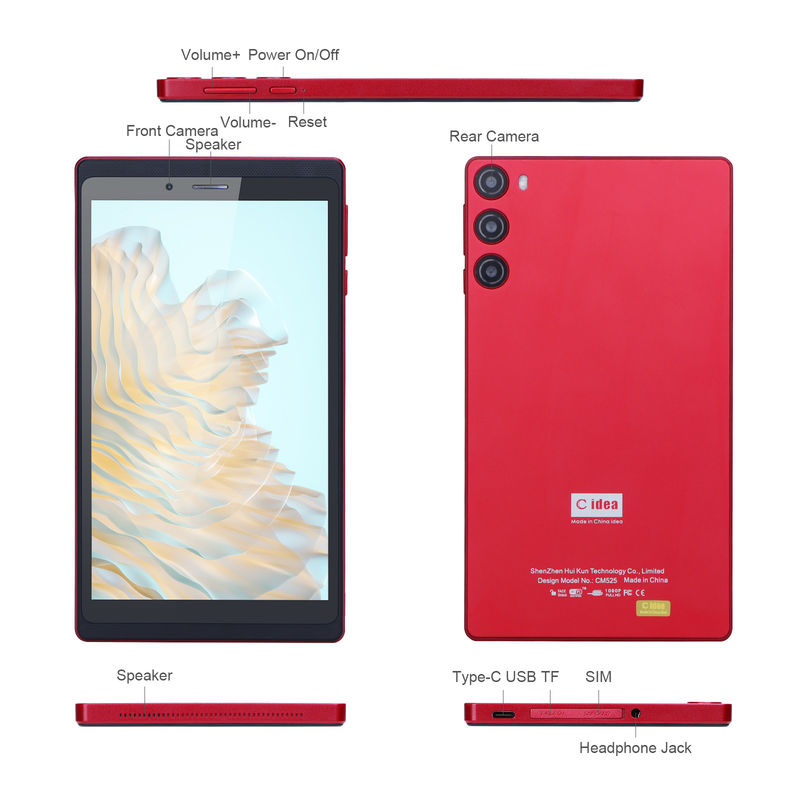C Idea 7 Zoll Tablet 512 GB mit SIM Android Tablet PC für Studenten Lernen CM525 Rot