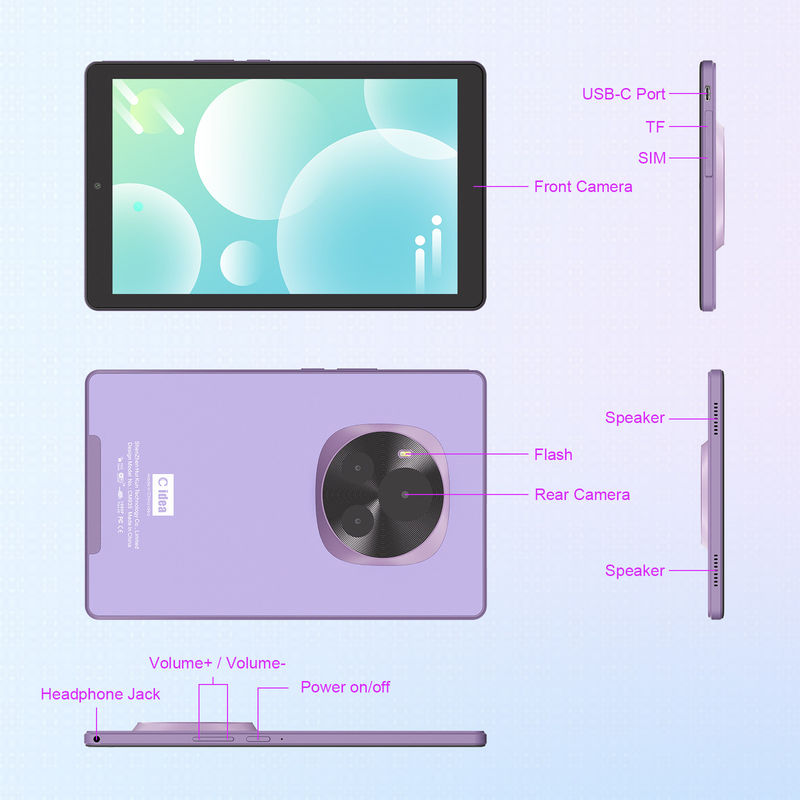 C-Idee 9 Zoll Tablet 5MP + 8MP Bildungs-Tablet für Studenten CM935 Lila