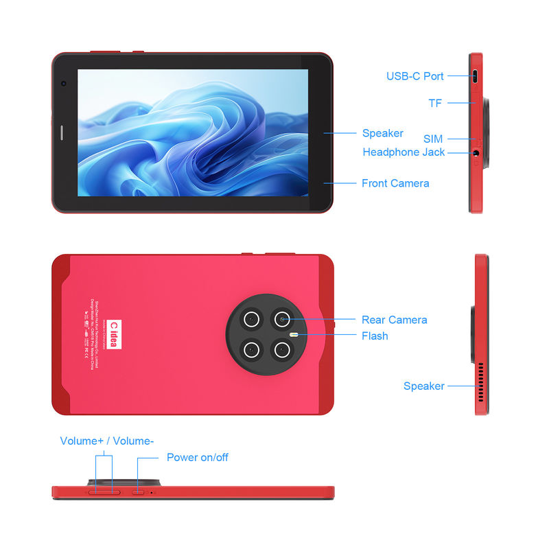 C Idea Android 13 Tablet mit SIM Wifi 7 Zoll Touchscreen Tablet für Studenten CM518 Pro Rot