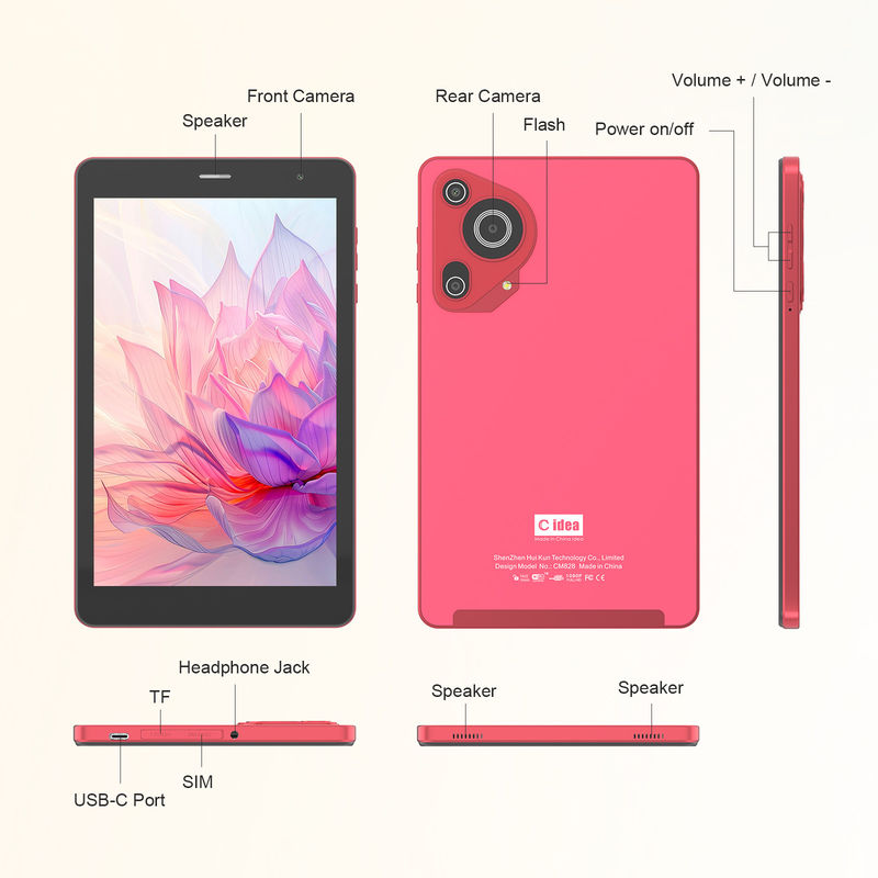 C Idea 5g Android Tablet 8+512gb 8 Zoll Tablet für Studenten mit Sim und WLAN Cm828 Rot