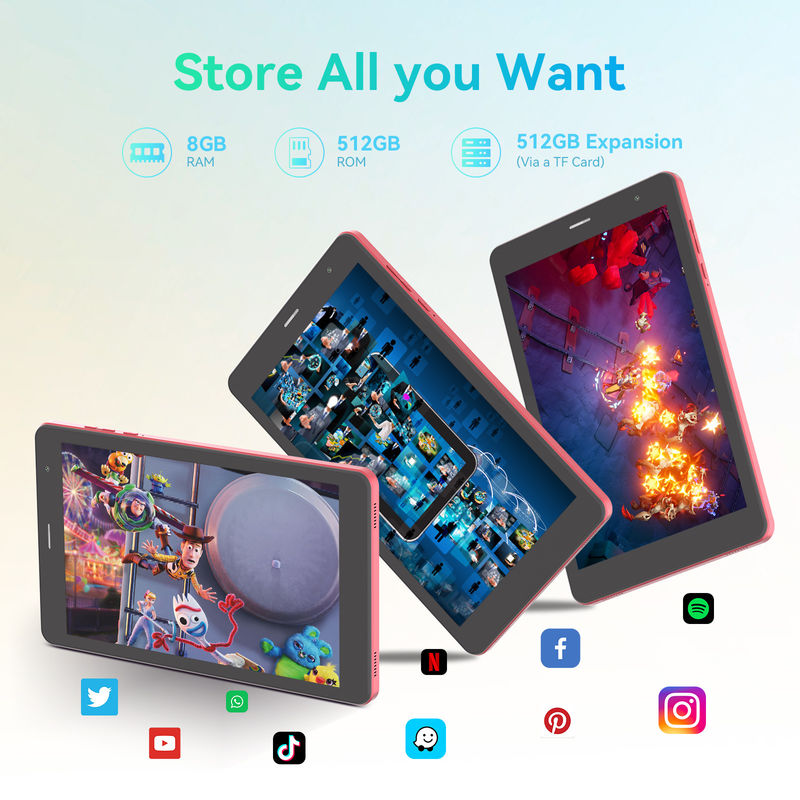 C Idea 5g Android Tablet 8+512gb 8 Zoll Tablet für Studenten mit Sim und WLAN Cm828 Rot