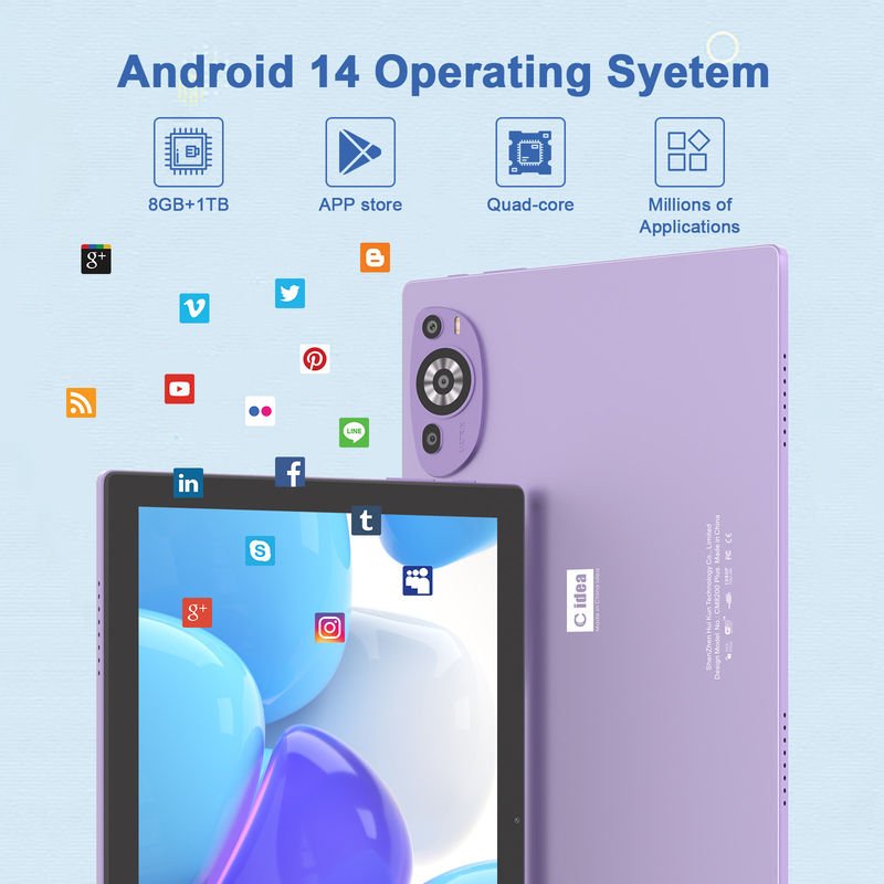 C Idea Android 14 Tab 512 GB Bildungs-Tablet für Studenten mit Tastatur Cm8200plus lila