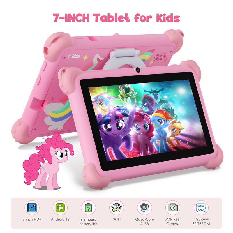 C Idea Android 13 Kids Tablet 4+32GB Bildungs-Tablet Kidspad mit freundlicher APP CM91 rosa