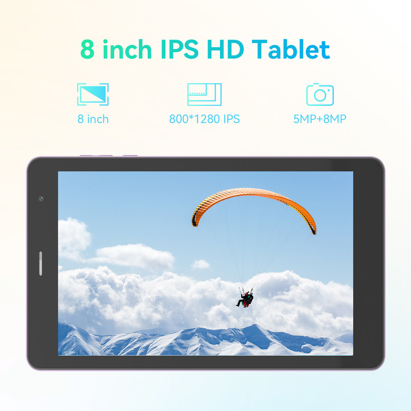 C Idea 8 Zoll 8+512GB 8000mah 5+8MP Dual Camera Android Tablet PC mit Sim für Studenten CM828 Lila