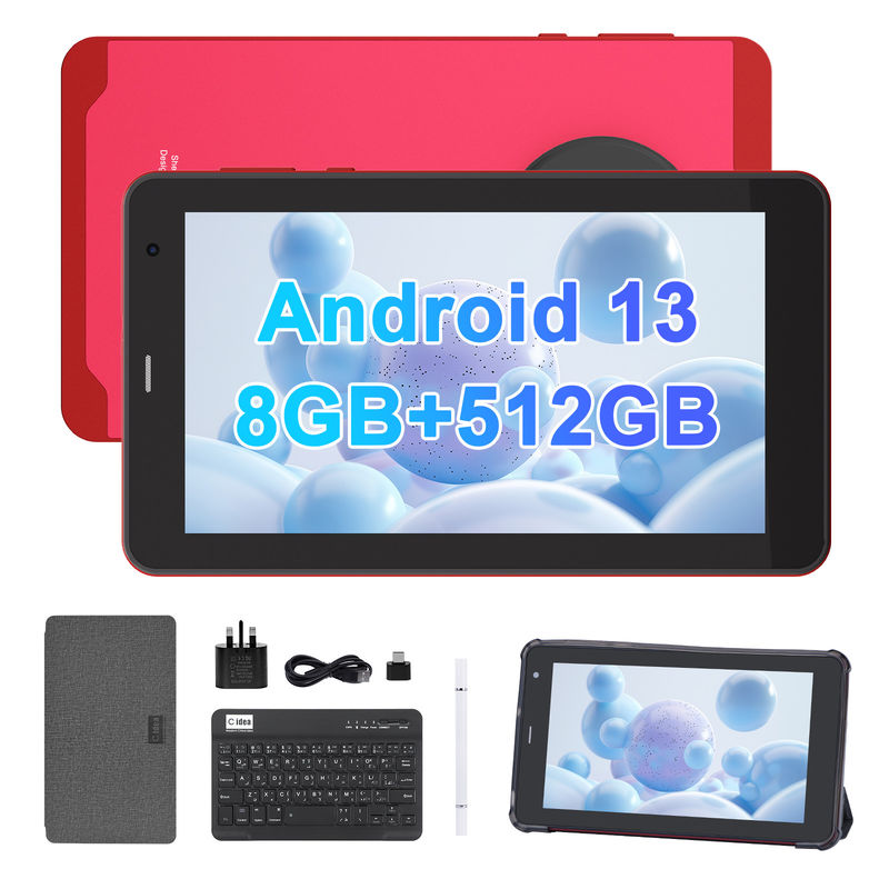 C Idea 7 Zoll Android 13 Tablet, Dual-Kameras, Sim-Unterstützung, Touch-Screen-Tablets für Studenten CM518pro Rot