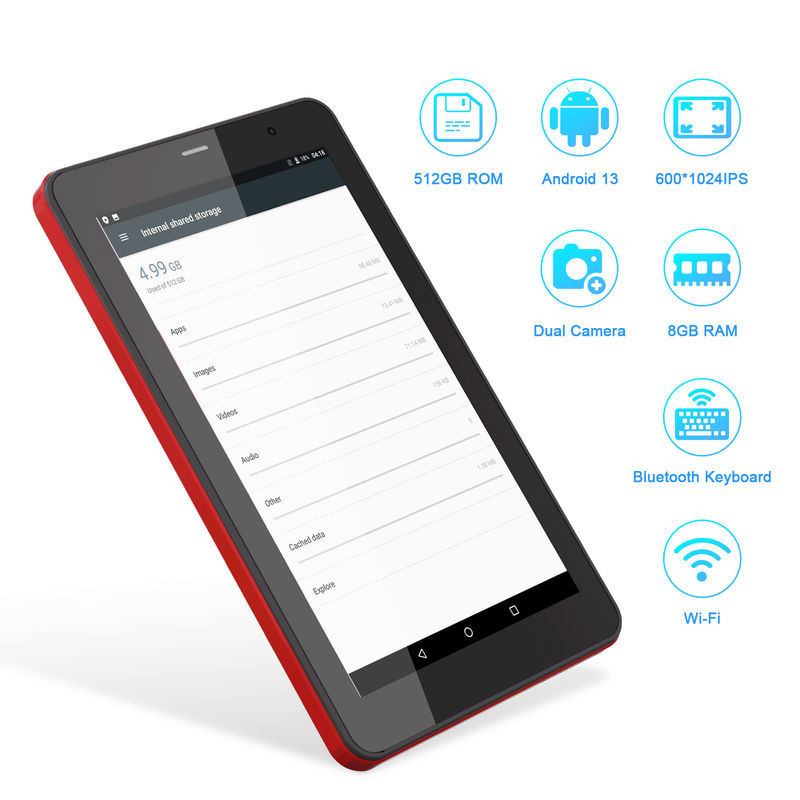 C Idea 7 Zoll Android 13 Tablet, Dual-Kameras, Sim-Unterstützung, Touch-Screen-Tablets für Studenten CM518pro Rot