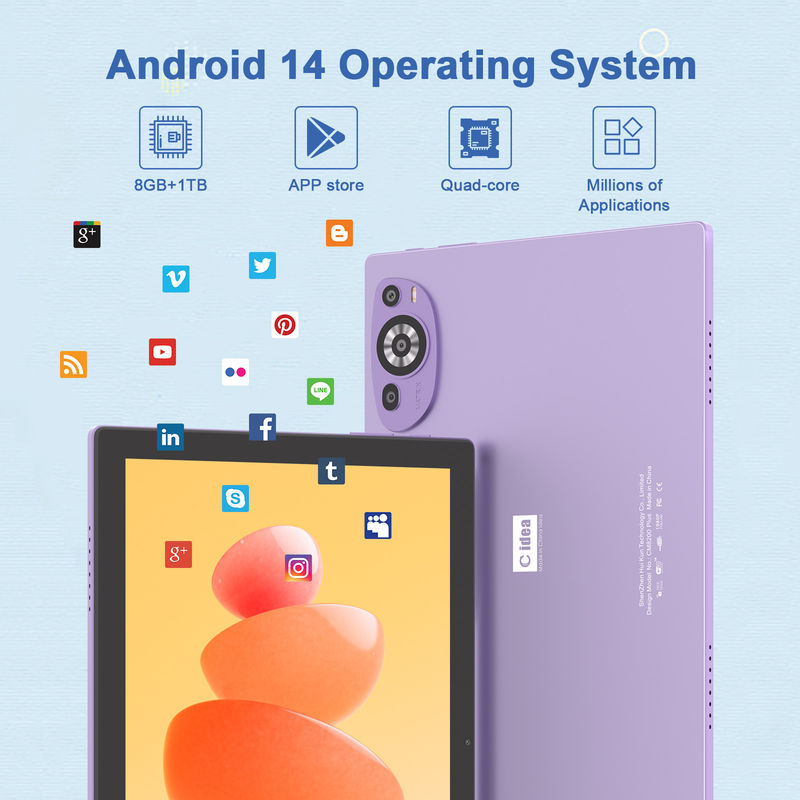 C Idea 10 Zoll Android 14 Bildungs-Tablet 512 GB für Studenten mit SIM-Unterstützung CM8200Plus Lila