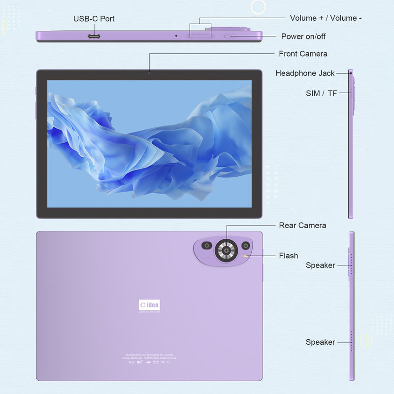 C Idea 10 Zoll 512 GB Android 14 Bildungs-Tablet für Studenten mit SIM CM8200Plus Purple
