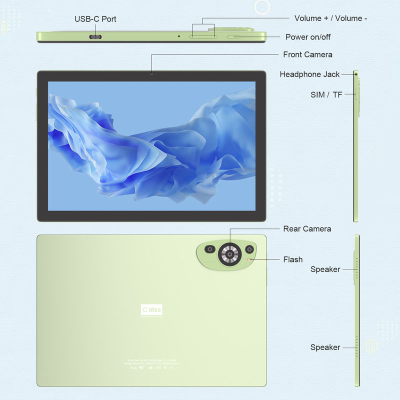 C Idea WIFI Android 14 Touchscreen Tabletten mit Tastatur und Maus CM8200plus Grün