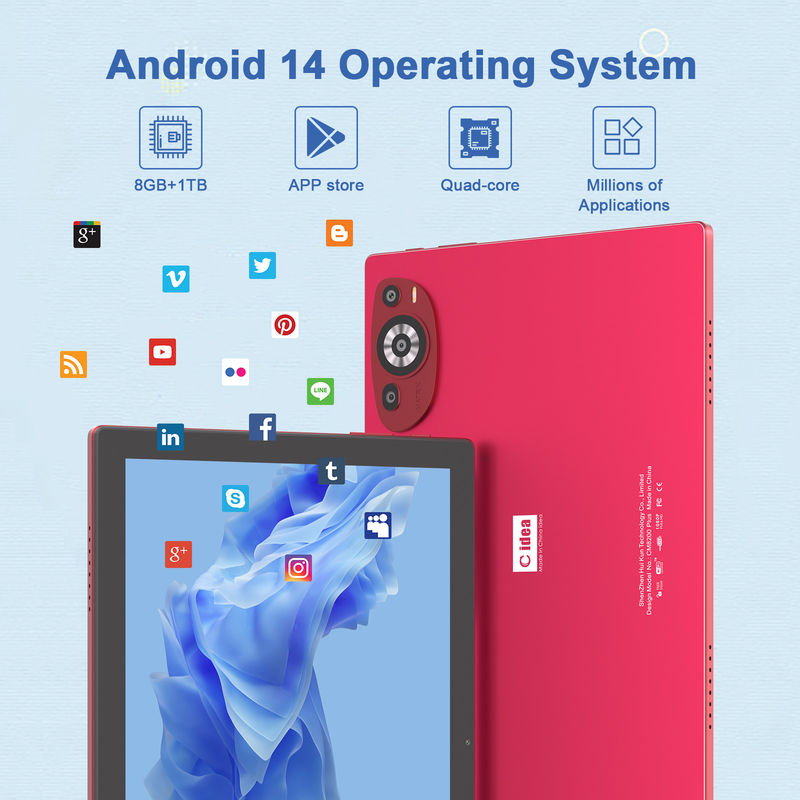 C Idea 10,1 Zoll Android 14 Smart Tablet PC mit Dual SIM und Stift CM8200Plus rot