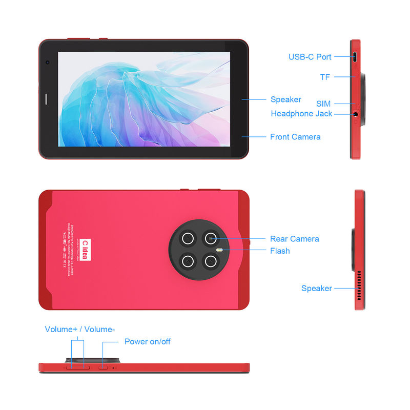 C Idea Android 13 Tabletten mit SIM Wifi 7 Zoll Touchscreen Tablet CM518 Pro Rot