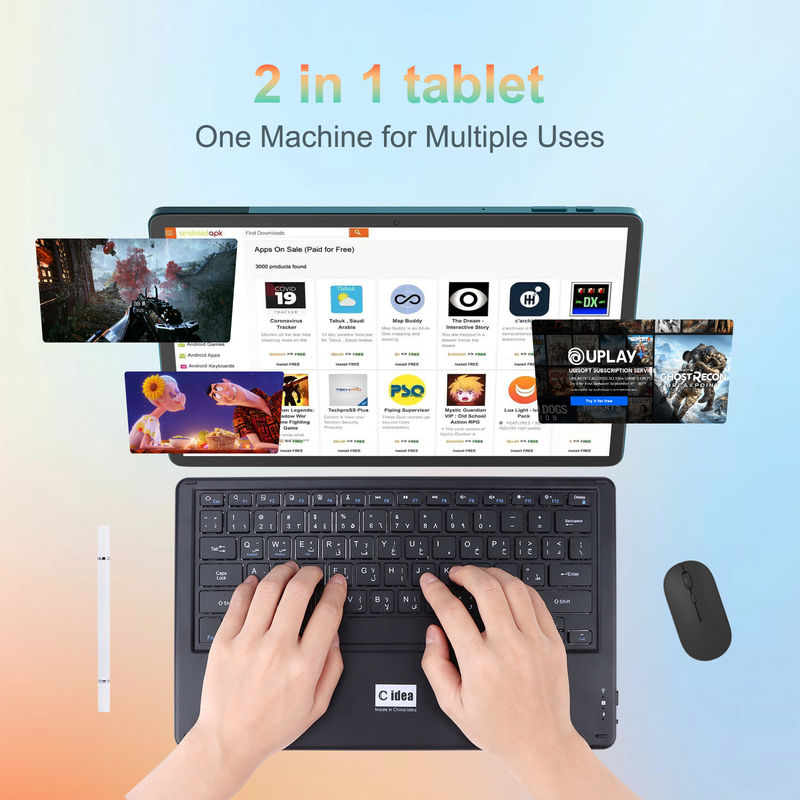 C Idea 14 Zoll Tablet Großspeicher Smart Tablet PC mit Tastatur CM14000 plus blau