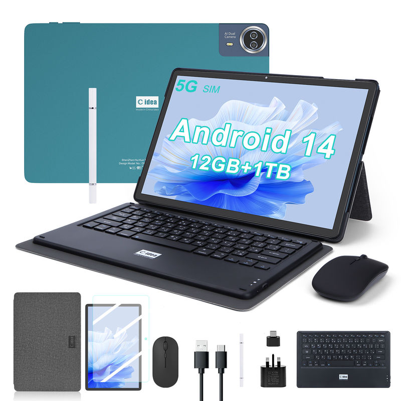 C Idea 14 Zoll Tablet Großbatterie Smart Tablet PC mit Tastatur und Maus CM14000 plus blau