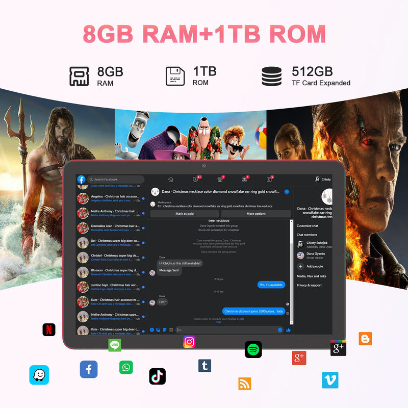 C Idea Tablet 10,1 Zoll 5G LTE Tablet Touchscreen Tablet PC für den täglichen Gebrauch CM8300 Plus Rot