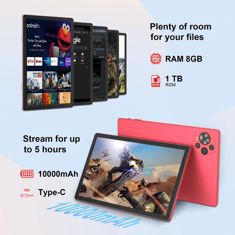 C Idea Android 14 Tablet 2k Bildschirm Bildschirm Tablet für Schüler mit Tastatur und Maus CM10500 Plus Rot