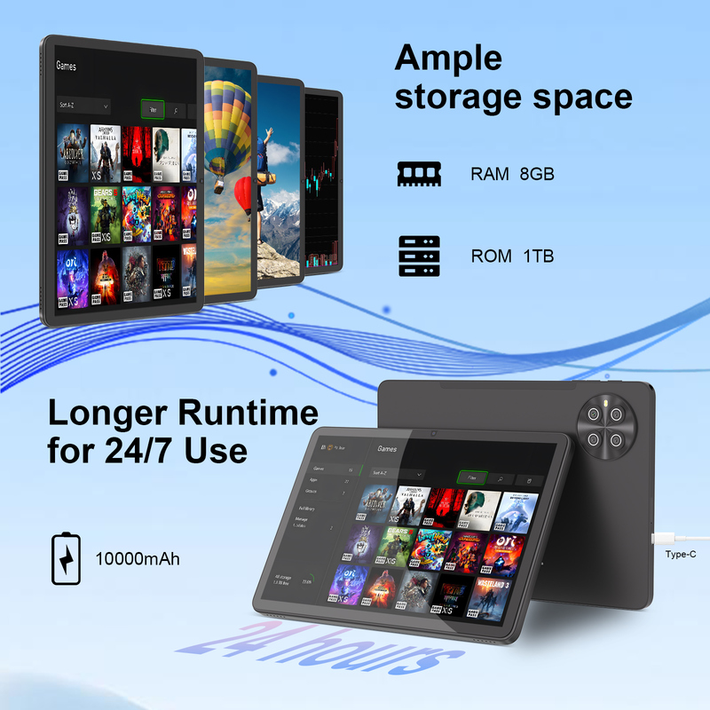 C Idea 10,1 Zoll Android 15 Tablet 8GB RAM 1TB ROM Modell CM8800plus Schwarz