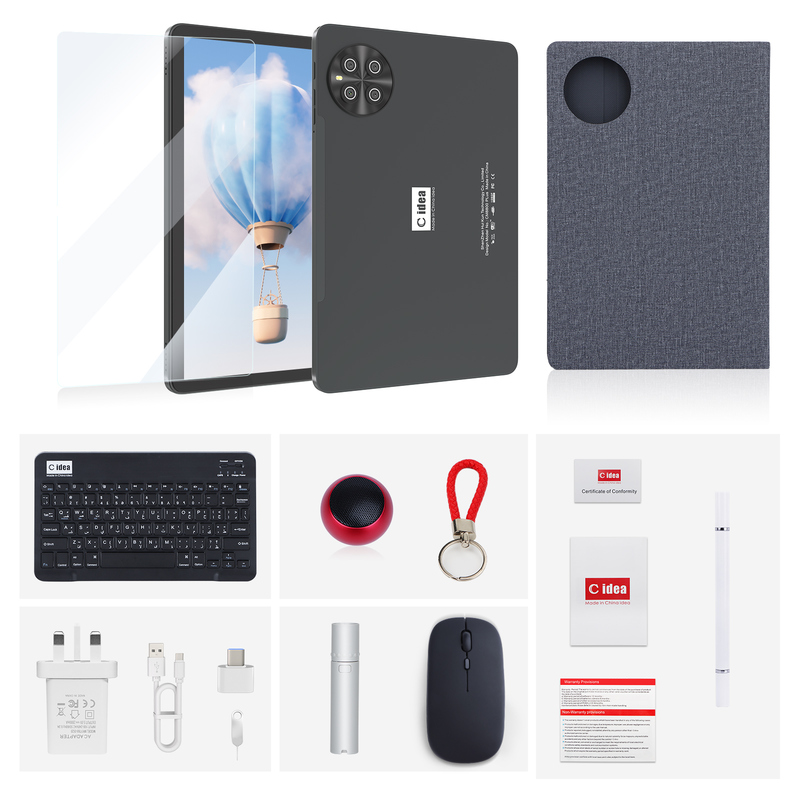 C Idea 10,1 Zoll Tablet PC Android 15 Tablet mit Tastatur und Maus CM8800plus Grau
