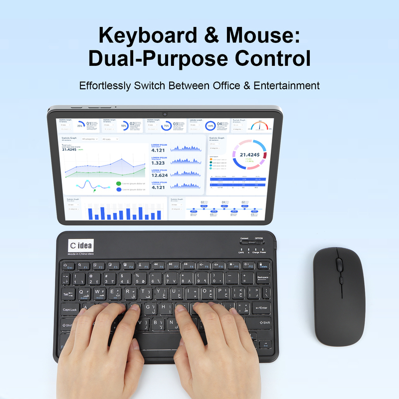 C Idea 10,1 Zoll Tablet PC Android 15 Tablet mit Tastatur und Maus CM8800plus Grau