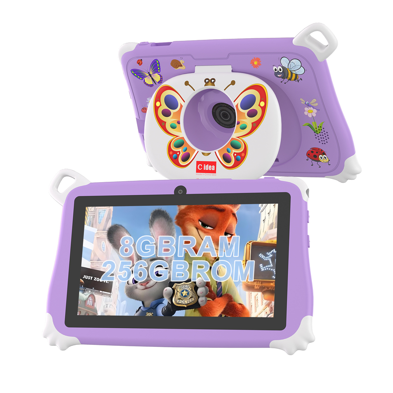 C Idea Android 15 Kinder Tablet 8+256GB Lern-Tablet Kidspad mit kindgerechter APP CM86 lila