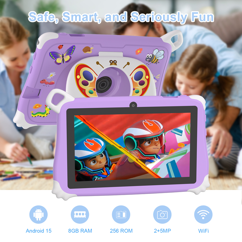 C Idea Android 15 Kinder Tablet 8+256GB Lern-Tablet Kidspad mit kindgerechter APP CM86 lila