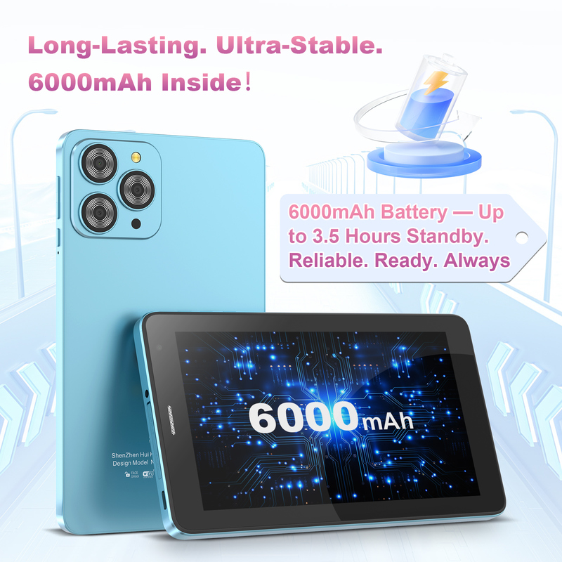 C-Idee 7 Zoll Wifi Tablet mit Gehäuse 8+256GB Speicher Quad-Core Prozessor 600x102e4 IPS Touchscreen CM517 blau