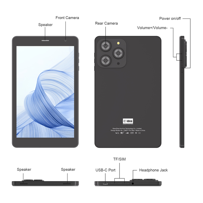 C-Idee 8 Zoll Wifi Tablet mit 8+512 GB Speicher Quad-Core Prozessor 800x1280 IPS Touchscreen CM817 Pro