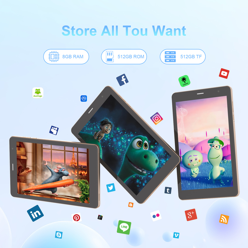 C idea 8 Zoll WLAN Tablet mit 8+512GB Speicher Quad-Core-Prozessor 800x1280 IPS Touchscreen gold CM817 Pro