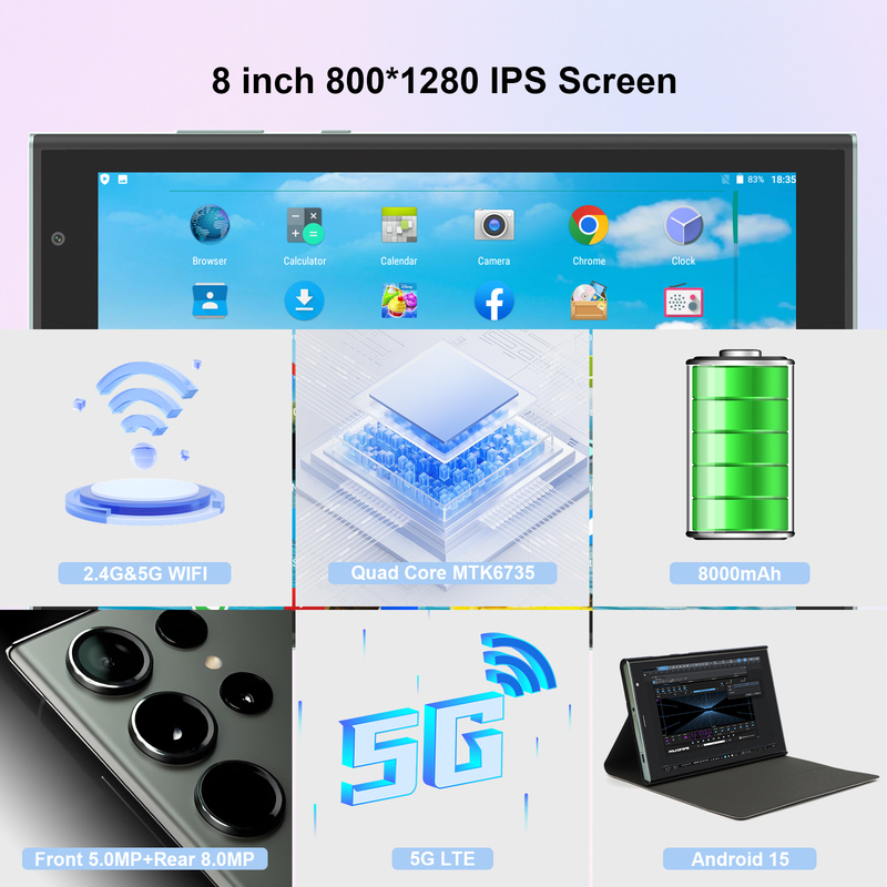 C-Idee 8 Zoll Wifi Tablet mit 8+512 GB Speicher Quad-Core Prozessor 800x1280 IPS Touchscreen grün CM824