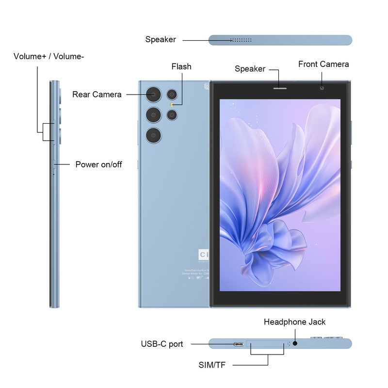 C-Idee 8 Zoll Wifi Tablet mit 8+512 GB Speicher Quad-Core Prozessor 800x1280 IPS Touchscreen blau CM824