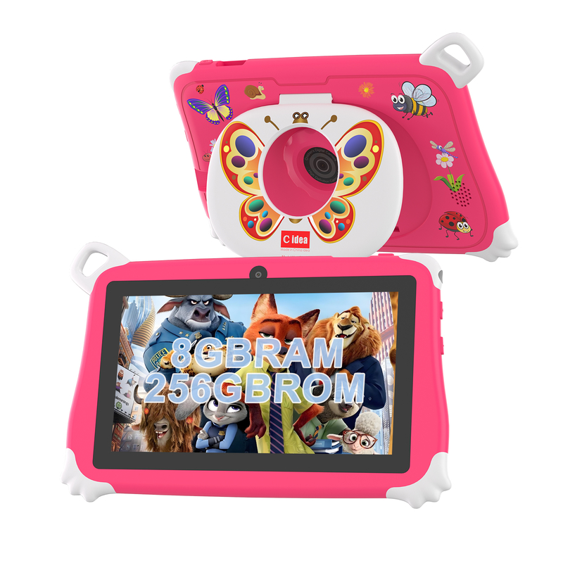 C Idea Android 15 Kinder Tablet 8+256GB Lern-Tablet Kidspad mit kindgerechter APP CM86 pink