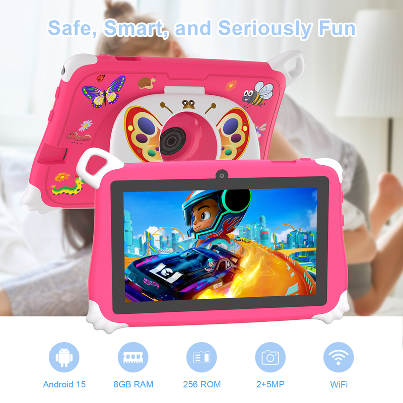 C Idea Android 15 Kinder Tablet 8+256GB Lern-Tablet Kidspad mit kindgerechter APP CM86 pink