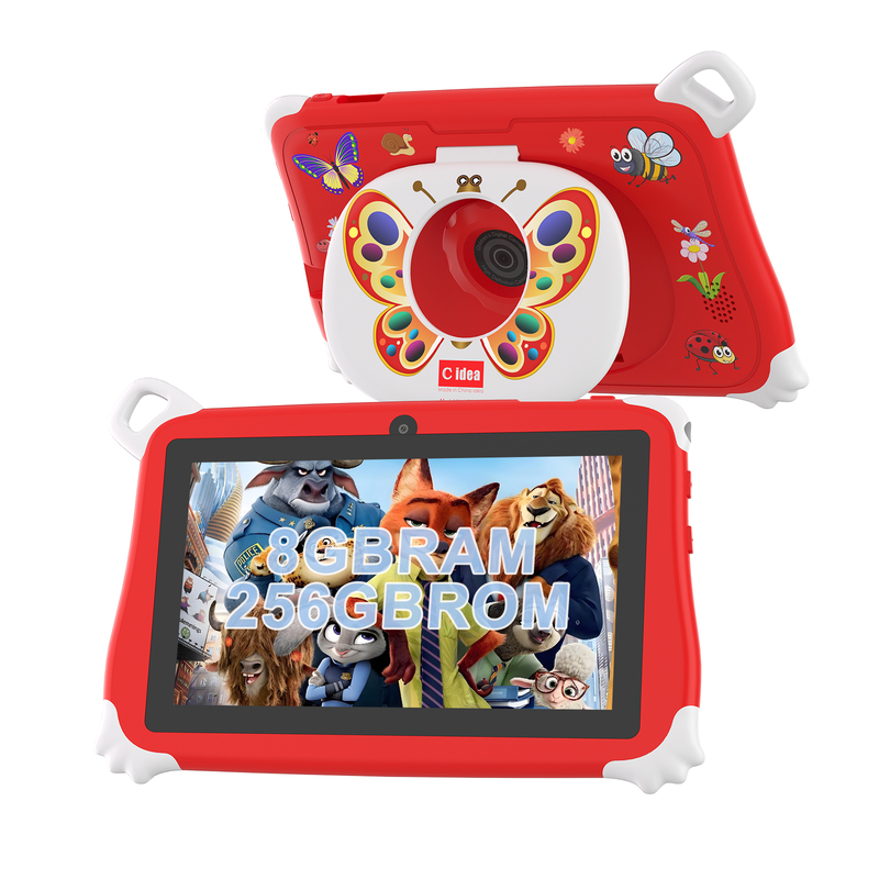 C Idea Android 15 Kids Tablet 8+256GB Bildungs-Tablet Kidspad mit freundlicher APP CM86 rot