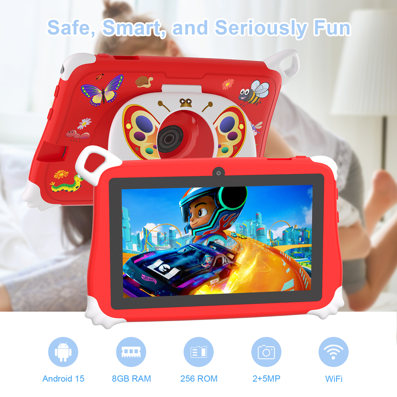C Idea Android 15 Kids Tablet 8+256GB Bildungs-Tablet Kidspad mit freundlicher APP CM86 rot