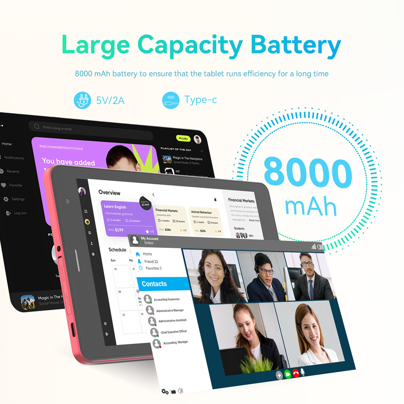 C-Idee Jugend rot 8 Zoll Tablet Android 15 mit TF-Karten-Slot, WiFi,8 GB +512 GB, 800 * 1280 IPS Incell CM828