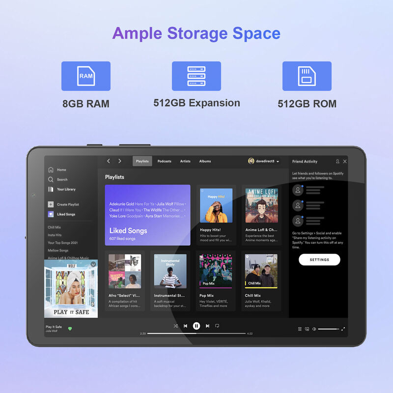 C-Idee 8 Zoll Smart Tablet PC mit Tastatur 8 GB RAM+512 ROM 800*1340 IPS Incell Touchscreen Anzeige grau CM866
